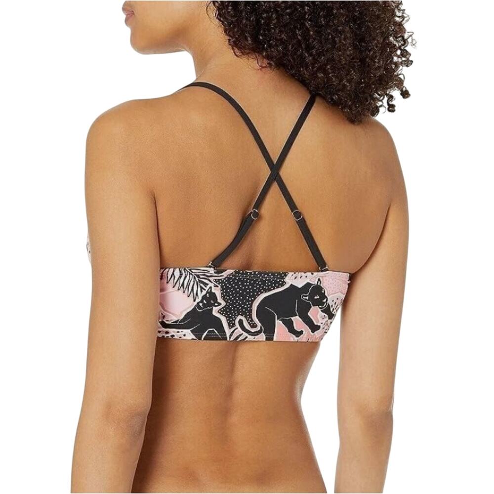 BCBGeneration Swim Lace Up Bikini Top Animal Print Top - Picture 3 of 11